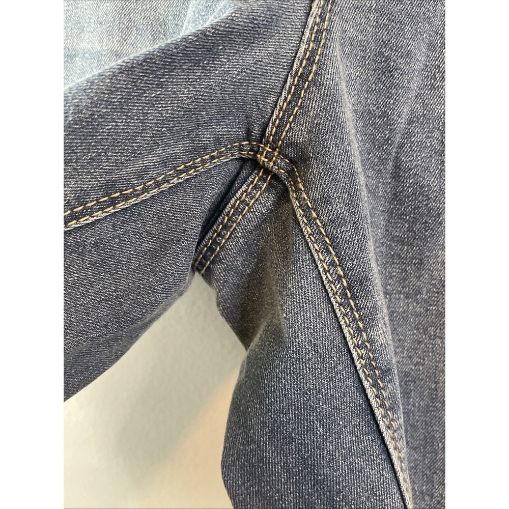 Cato Denim Jeans Womens 14 Mid Rise 34W Blue Raw Hem Crop Straight Leg - Picture 5 of 12